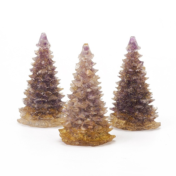 

PandaHall Natural Amethyst Home Display Decorations, with Resin and Glitter Powder, Christmas Tree, 92x52mm Amethyst Tree
