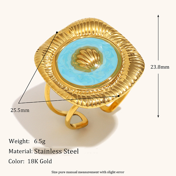 304 Stainless Steel and Enamel Cuff Rings