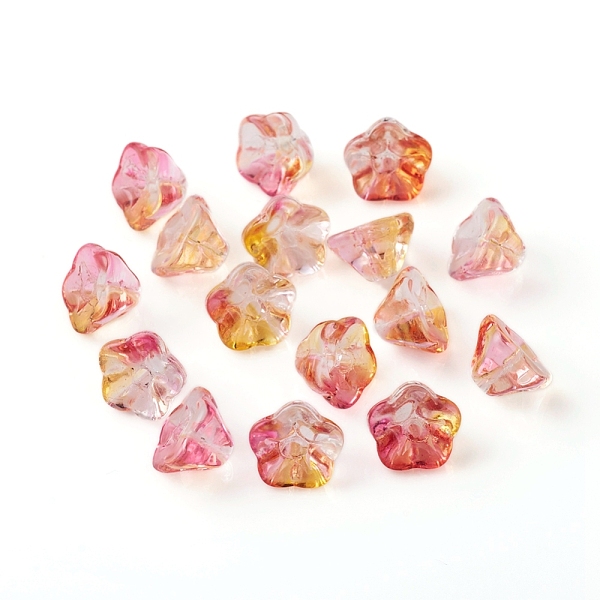 

PandaHall Electroplate Glass Beads, Trumpet Flower, Tomato, 8.5x8x5.5mm, Hole: 1mm Glass Flower Red