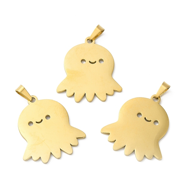 

PandaHall Ion Plating(IP) 304 Stainless Steel Pendants, Octopus Charm, Golden, 27x25x1.5mm, Hole: 6.5x3.5mm 304 Stainless Steel Octopus