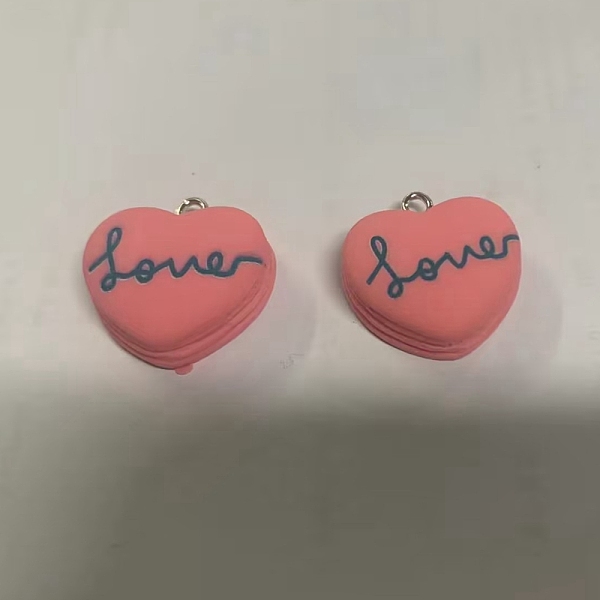 

PandaHall Opaque Resin Pendants, Heart with Word Love Charm, with Platinum Tone Iron Loops, Light Coral, 22x21.5x9mm, Hole: 2x2.5mm...