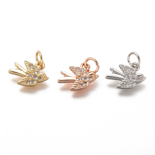 

PandaHall Brass Micro Pave Clear Cubic Zirconia Charms, Long-Lasting Plated, with Jump Ring, Bird, Mixed Color, 9x12x2mm, Hole: 3mm...