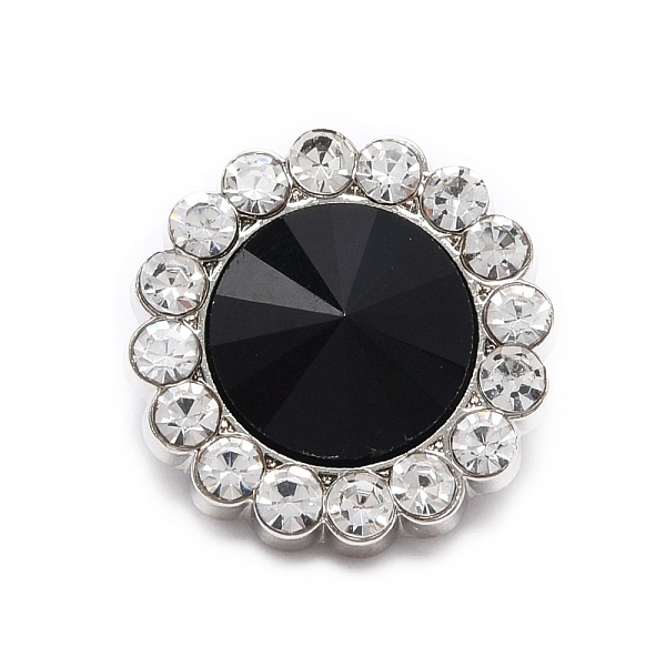 

PandaHall 1-Hole Zinc Alloy Rhinestone Shank Buttons, Garment Accessories, Flower, Jet, 20x10mm, Hole: 1mm Glass Rhinestone Flower Black