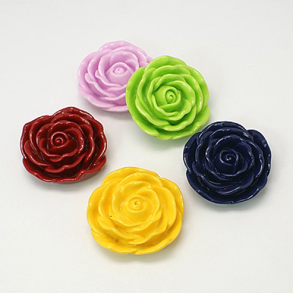 

PandaHall Flower Resin Beads, Mixed Color, about 45mm in diameter, 16mm thick, hole: 2mm Resin Flower Multicolor