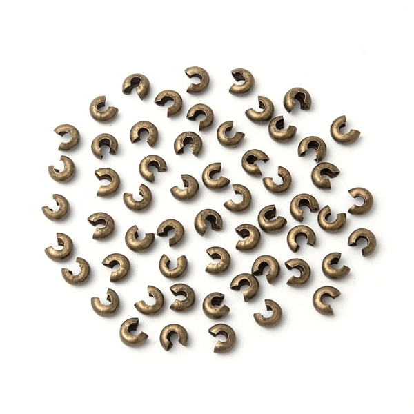 

PandaHall Iron Crimp Beads Covers, Cadmium Free & Lead Free, Antique Bronze Color, Size: About 3mm In Diameter, Hole: 1.2~1.5mm Iron