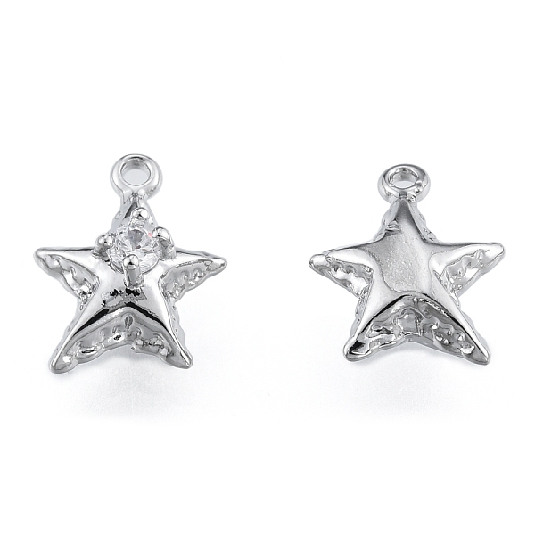 

PandaHall Brass Pave Clear Cubic Zirconia Charms, Cadmium Free & Nickel Free & Lead Free, Star, Platinum, 11.5x9x5mm, Hole: 1mm Brass+Cubic...