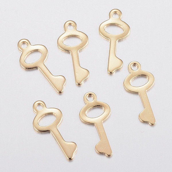 

PandaHall 201 Stainless Steel Charms, Key, Golden, 16x7x0.8mm, Hole: 1.2mm 201 Stainless Steel Key