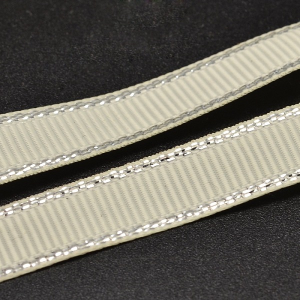 

PandaHall Polyester Grosgrain Ribbons for Gift Packing, Silver Wired Edge Ribbon, Beige, 3/8 inch(9mm), about 100yards/roll(91.44m/roll)..., Yellow