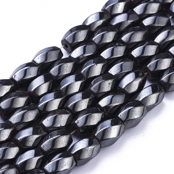 

PandaHall Magnetic Synthetic Hematite Beads Strands, Six Facets, Twist, Black, about 8mm in diameter, 12mm long, hole: about 1mm, 16 inch...