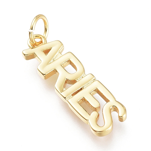 

PandaHall Brass Pendants, with Jump Rings, Long-Lasting Plated, Constellation/Zodiac Sign, Word, Aries, 21x6x2mm, Hole: 3.5mm Brass Aries