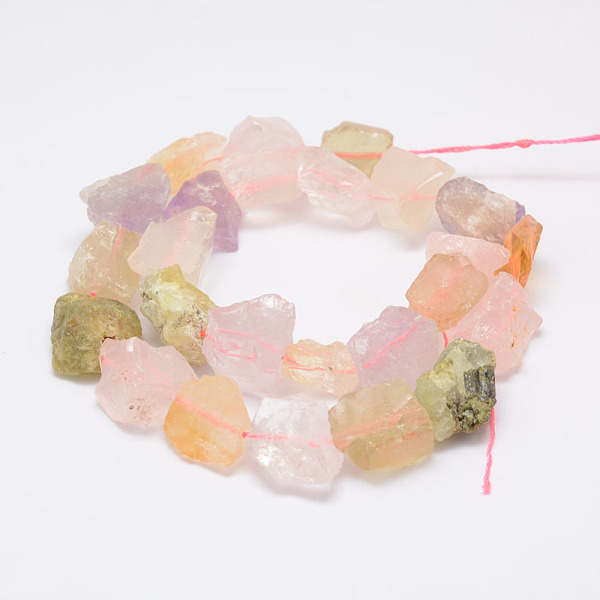 

PandaHall Raw Rough Natural Mixed Stone Bead Strands, Prehnite & Rose Quartz & Amethyst & Quartz, Nuggets, 15~20x14~18x10~14mm, Hole: 1mm...