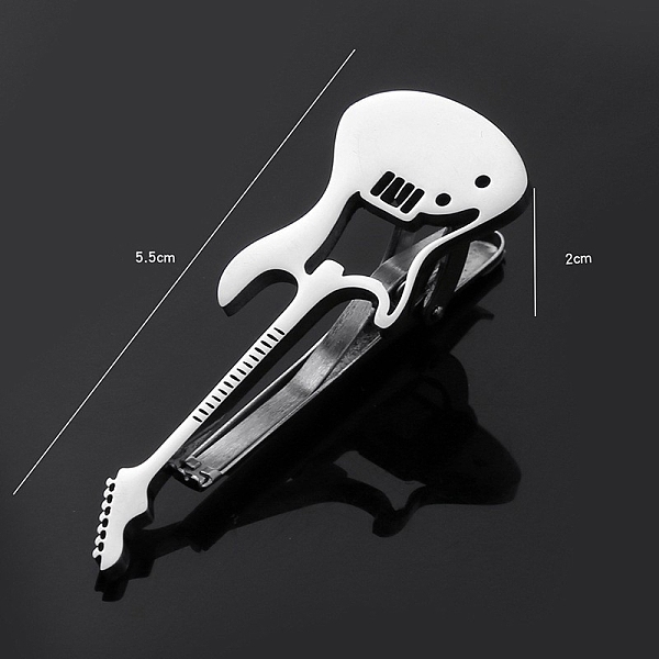 

PandaHall Stainless Steel Tie Clips for Men, Electric Guitar, Platinum, 55x20mm Stainless Steel Guitar