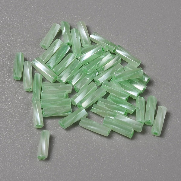 

PandaHall Opaque Colours Glass Twist Bugle Beads, Round Hole, Light Green, 6~7x2mm, Hole: 0.9mm, 270pcs/bag Glass