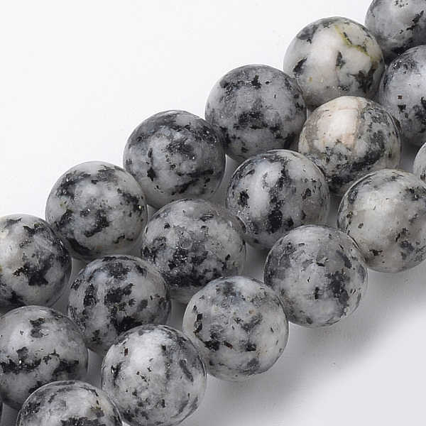 

PandaHall Natural Black Spot Stone Beads Strands, Round, 6mm, Hole: 1mm, about 70pcs/strand, 15.7 inch Natural Gemstone Round