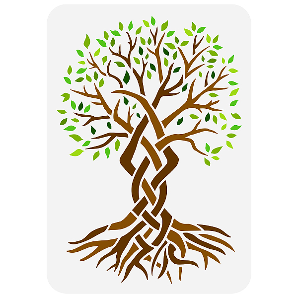 

PandaHall FINGERINSPIRE Link Tree of Life Painting Stencil 8.3x11.7inch Celtic Life Tree Drawing Template Reusable Plastic Hollow Out...
