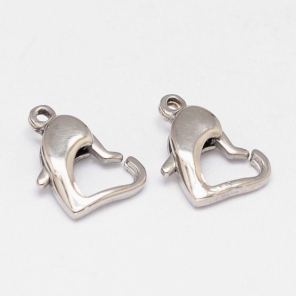

PandaHall 304 Stainless Steel Lobster Claw Clasps, Heart, Stainless Steel Color, 7.5x11x3mm, Hole: 1mm 304 Stainless Steel Heart