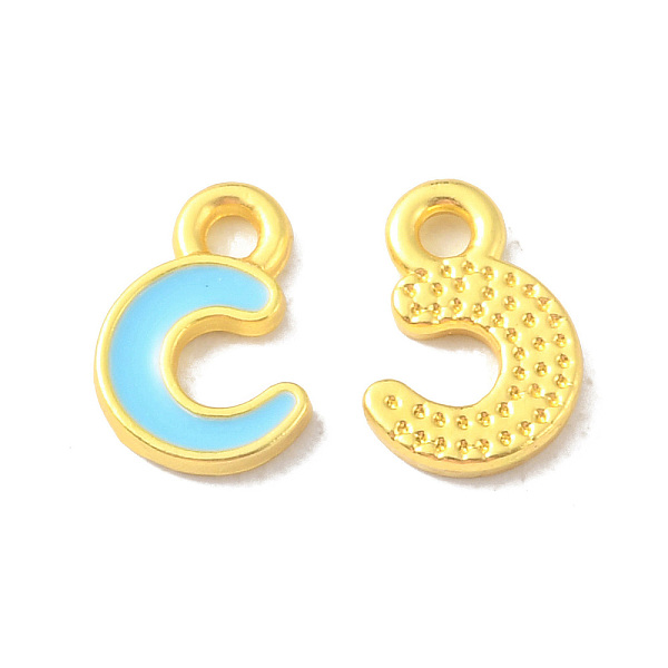 

PandaHall Alloy Enamel Pendants, Matte Gold Color, Letter Charm, Nickel Free, Letter C, 10x7x1.5mm, Hole: 1.6mm Alloy+Enamel Letter C Cyan