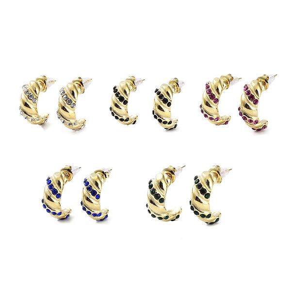 

PandaHall Glass Stud Earrings, Golden 304 Stainless Steel Earrings, Mixed Color, 20.5x8.5mm Glass Multicolor
