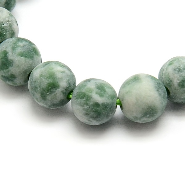 Gefrostet Natürlichen Grünen Fleck Jaspis Runde Perlenstränge