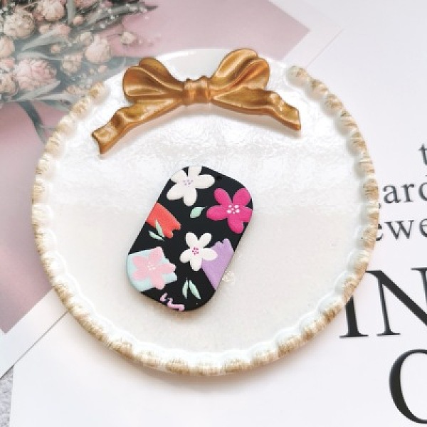 

PandaHall Resin Pendants, Rectangle with Flower Pattern, Colorful, 40x26mm Resin Rectangle