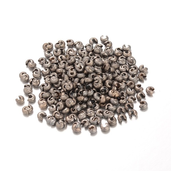 

PandaHall Brass Crimp Beads Covers, Gunmetal, 4mm In Diameter, Hole: 1.5mm Brass