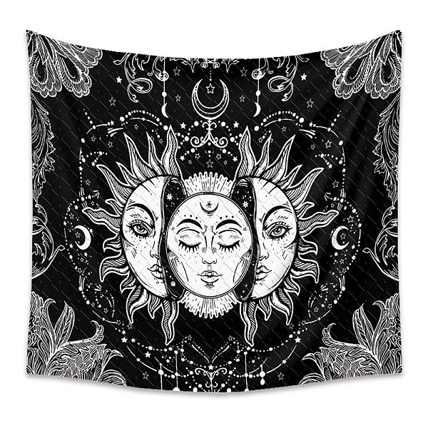 

PandaHall Polyester Tapestry Wall Hanging, Sun and Moon Psychedelic Wall Tapestry with Art Chakra Home Decorations for Bedroom Dorm Decor..., Black