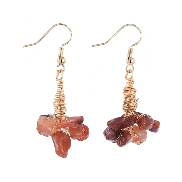 

PandaHall Natural Agate Clip Beads Dangle Cluster Earrings, with Brass Earring Findings, 43mm, Pin: 0.5mm Natural Agate