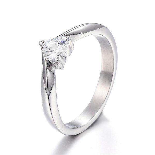 

PandaHall 316 Surgical Stainless Steel Rings, with Cubic Zirconia, Platinum, 16mm Stainless Steel+Cubic Zirconia