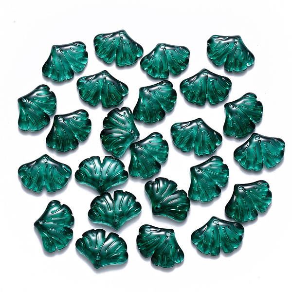

PandaHall Transparent Baking Painted Glass Pendants, Ginkgo Leaf, Dark Cyan, 15x20x4.5mm, Hole: 1.2mm Glass Leaf Cyan