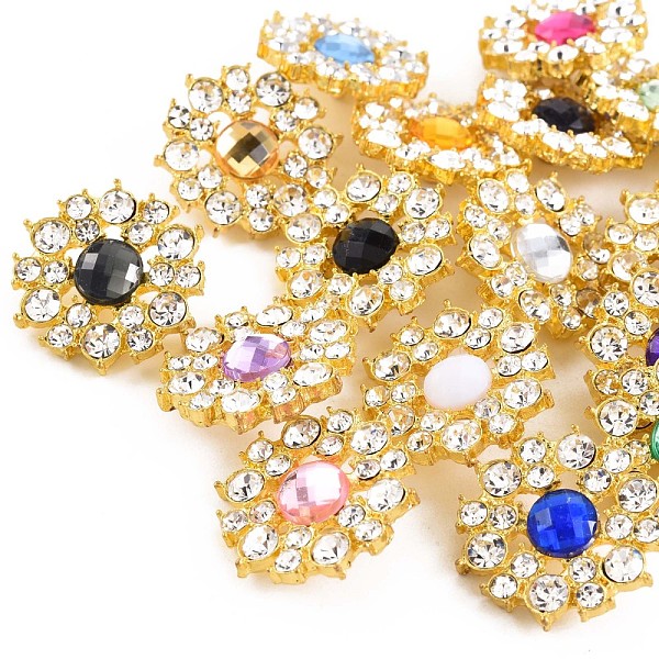

PandaHall 1-Hole Alloy Acrylic Shank Buttons, with Crystal Rhinestone, Cadmium Free & Lead Free, Faceted, Mixed Color, Flat Round, Golden..., Multicolor