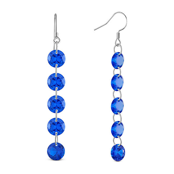 

PandaHall SHEGRACE Rhodium Plated 925 Sterling Silver Dangle Earrings, with Blue Corundum, Blue, 60mm Sterling Silver Blue