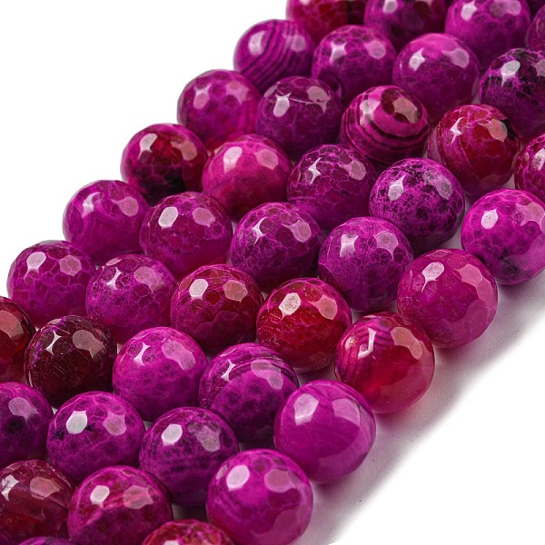 

PandaHall Faceted Natural Fire Crackle Agate Beads Strands, Round, Dyed & Heated, Medium Violet Red, 12mm, Hole: 1.6mm, about 31pcs/strand...
