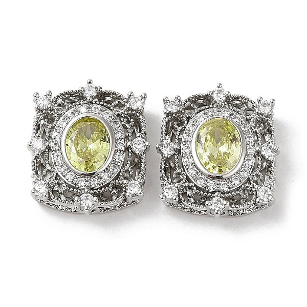 

PandaHall Brass Micro Pave Cubic Zirconia Beads, Platinum, Rectangle with Oval Pattern, Yellow, 18.5x16x5mm, Hole: 1mm Brass+Cubic Zirconia...