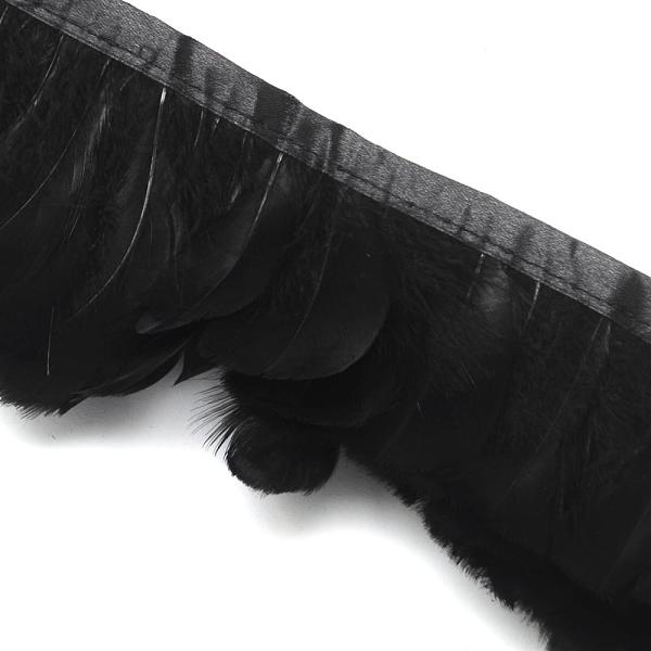 

PandaHall Fashion Feather Cloth Strand Costume Accessories, Black, 70~90x21~35mm, about 5m/bag Feather Feather Black