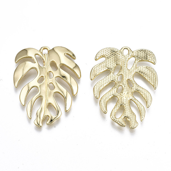 

PandaHall Rack Plating Alloy Pendants, Cadmium Free & Lead Free, Leaf, Light Gold, 34x26.5x2.5mm, Hole: 2mm Alloy Leaf