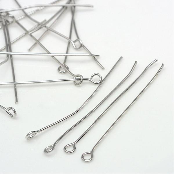 

PandaHall Iron Eye Pin, Cadmium Free & Nickel Free & Lead Free, Platinum, 38x0.7mm, Hole: 2mm, about 3200pcs/500g Iron