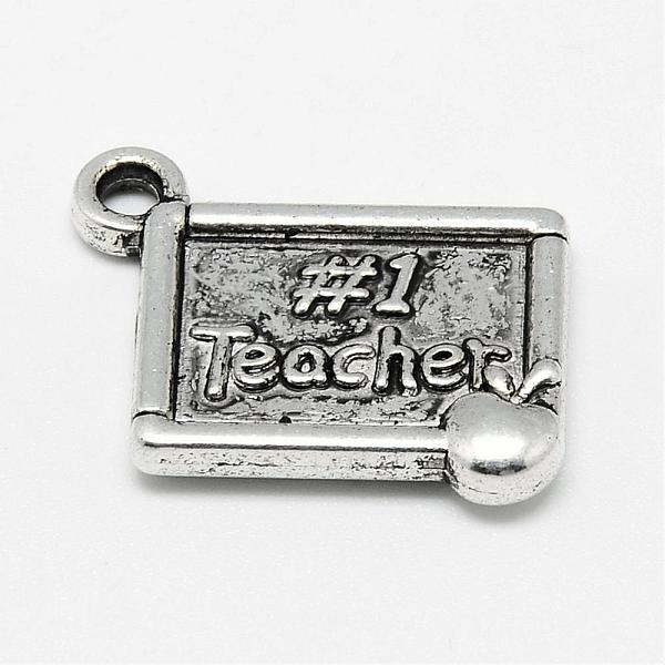 

PandaHall Tibetan Style Alloy Pendants for Teachers' Day, Rectangle with Word, Cadmium Free & Lead Free, Antique Silver, 23.5x20x3mm, Hole...