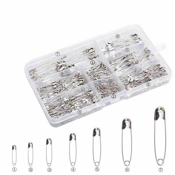

PandaHall Iron Safety Pins, Platinum, 19x10.2x2.2cm, 450pcs/box Iron