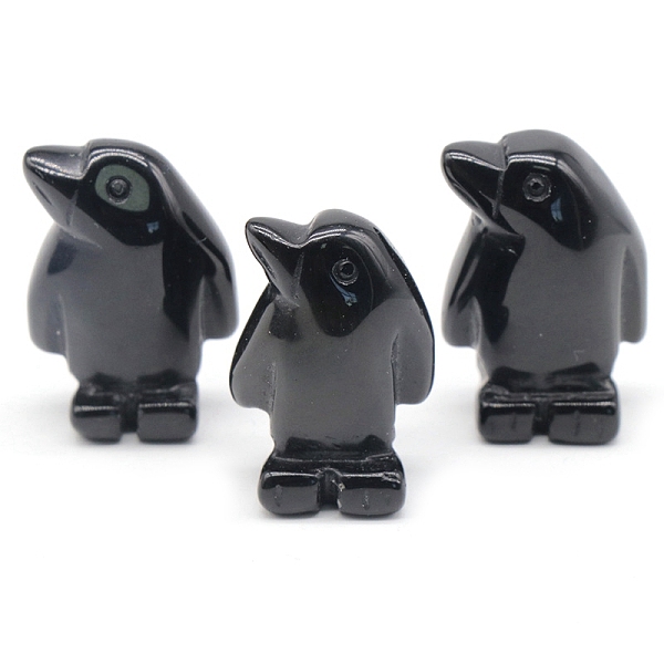 Aus Natürlichem Obsidian Geschnitzte Heilende Pinguinfiguren