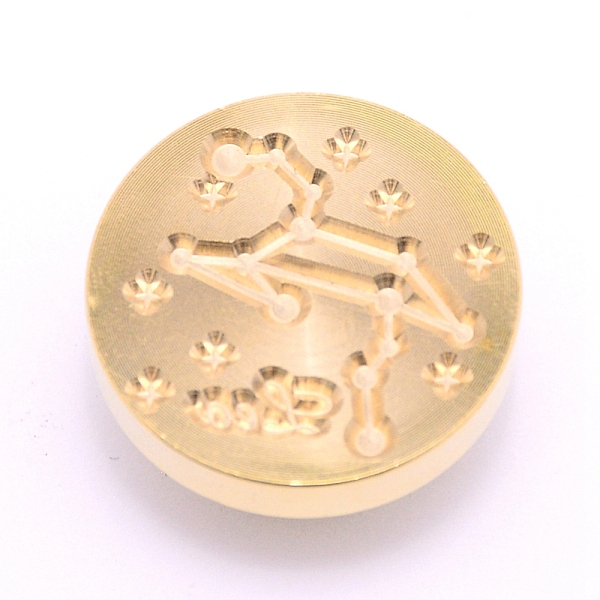 

PandaHall Brass Wax Sealing Stamp Head, for Post Decoration DIY Card Making, Constellation, Light Gold, Leo, 25.5x14.5mm, Hole: 7mm Brass...