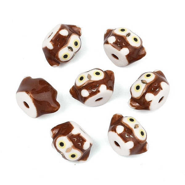 Cute Hand Painted Mini Owl Porcelain Beads