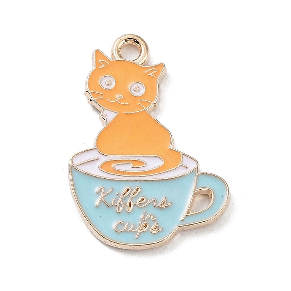 

PandaHall Alloy Enamel Pendants, Golden, Cup Cat with Word Charm, Saddle Brown, 25x17x1mm, Hole: 2mm Alloy+Enamel Cat Shape