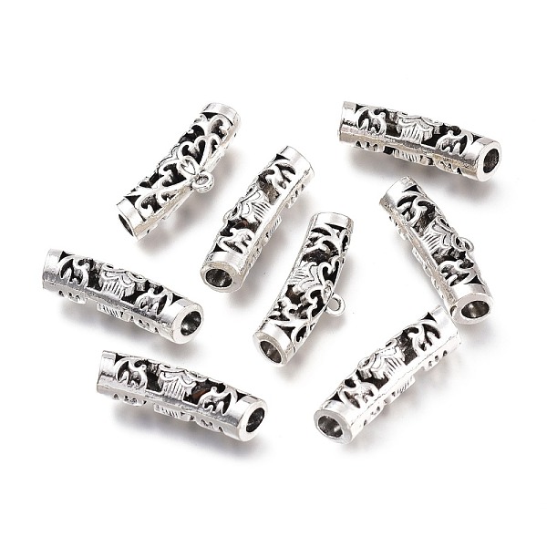 

PandaHall Tibetan Style Alloy Tube Bails, Loop Bails, Bail Beads, Tube, Antique Silver, 10x25x6.5mm, Hole: 1.5mm Alloy Tube