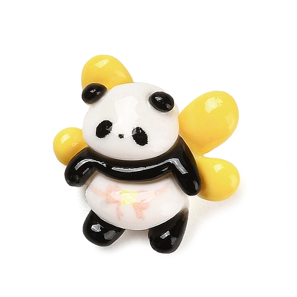 

PandaHall Opaque Resin Animal Cabochons, Cute Panda with Bowknot, Yellow, 18.5x19.5x8mm Resin Panda Yellow