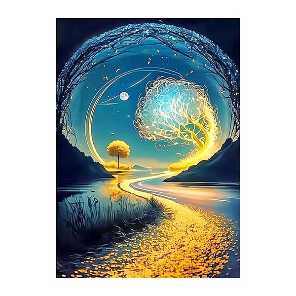 

PandaHall Moon DIY Natural Scenery Pattern 5D Diamond Painting Kits, Yellow, 400x300mm Acrylic Moon Yellow