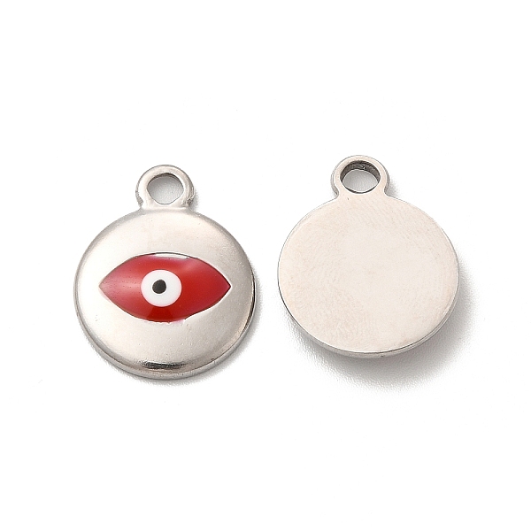 

PandaHall 201 Stainless Steel Pendants, with Enamel, Evil Eye, Stainless Steel Color, 19x15x3mm, Hole: 3mm Stainless Steel+Enamel Evil Eye..., Red