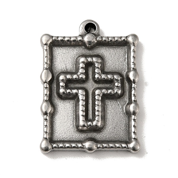 

PandaHall 304 Stainless Steel Pendants, Rectangle with Cross Pattern Charms, Antique Silver, 21x15x3mm, Hole: 1.2mm 304 Stainless Steel...
