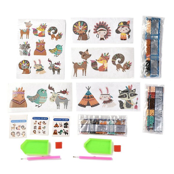 

PandaHall DIY Animal Theme Diamond Painting Stickers Kits For Kids, with Diamond Painting Stickers, Rhinestones, Diamond Sticky Pen, Tray..., Multicolor