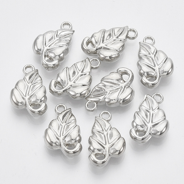

PandaHall Plating ABS Plastic Pendants, Leaf, Platinum, 24.5x15x7mm, Hole: 3mm ABS Plastic Leaf