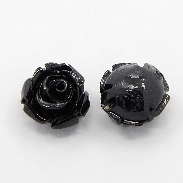 

PandaHall Synthetic Coral 3D Flower Rose Beads, Dyed, Black, 14~15x9mm, Hole: 1.5mm Synthetic Coral Flower Black